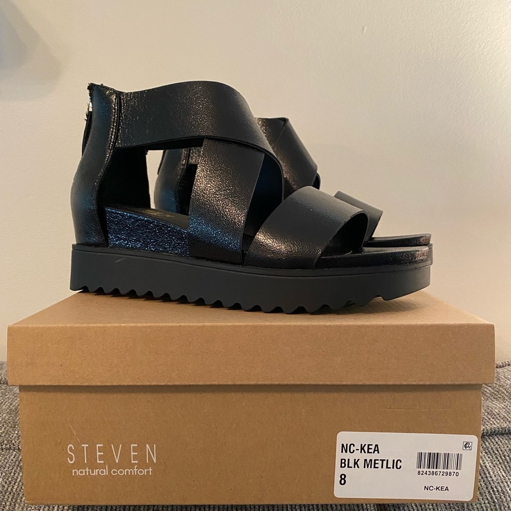 Steven Natural Comfort Black Metallic NWT sz 8
